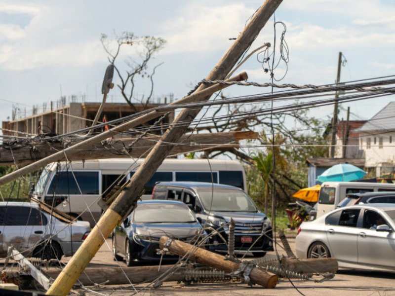Damaged houses in Black River Jamaica after Hurricane Melissa November 2025